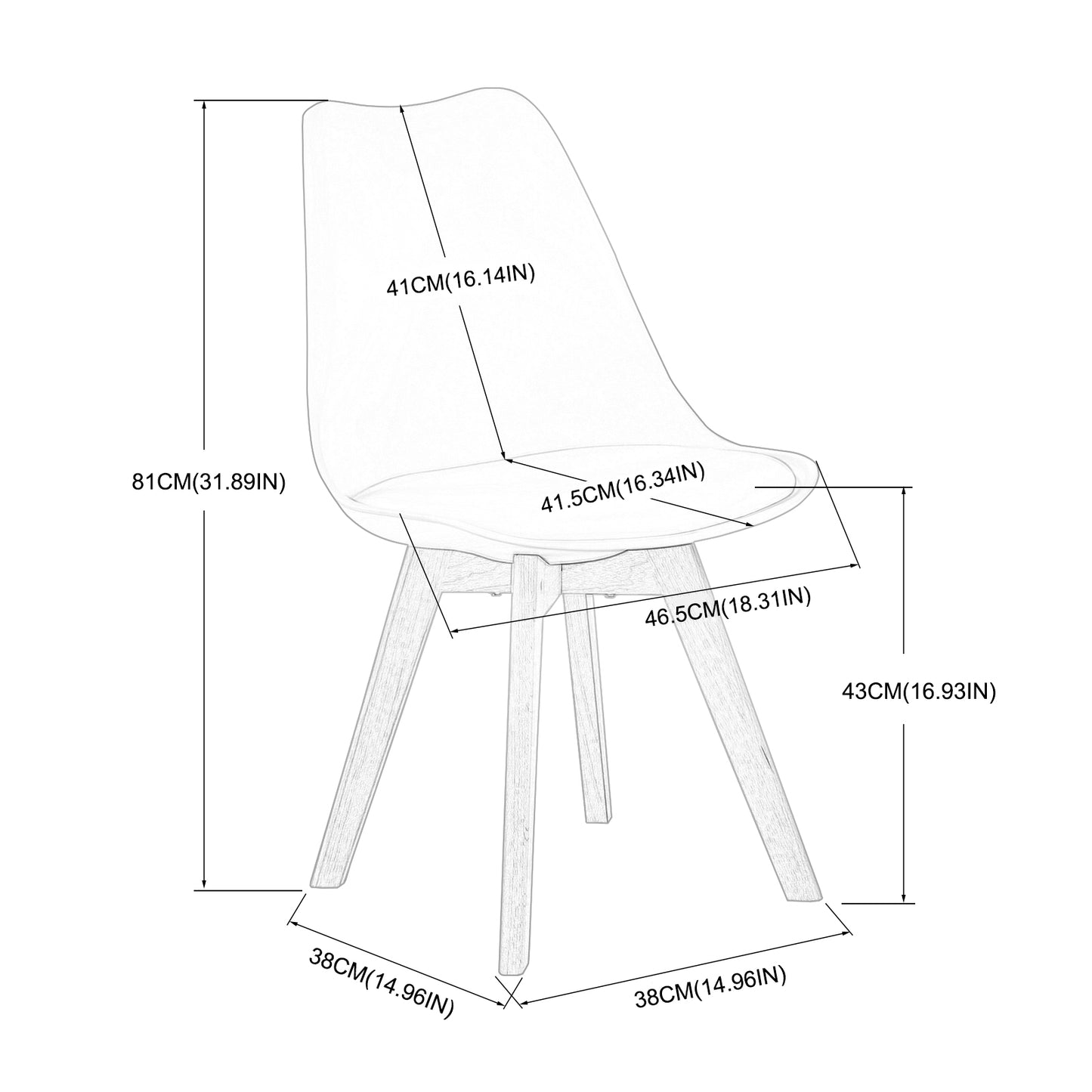 Lot de 2 chaises Scandinaves au design contemporain pour cuisine avec pieds en bois de chêne - Blanc