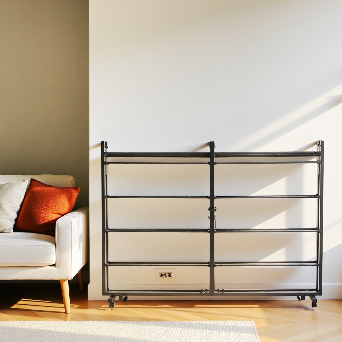 lit 2 Place Cadre de Lit Pliant Structure de Lit en Métal avec 4 Roues 140 x 206 cm, Noir