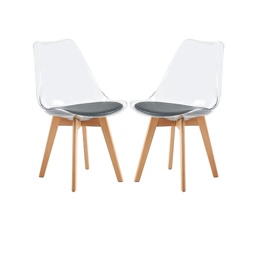 Lot de 2 chaises Scandinaves Transparentes pour Salle à Manger