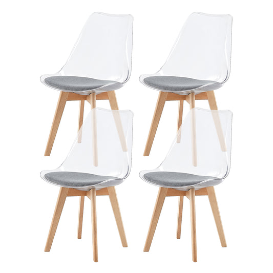 Lot de 4 chaises Scandinaves Transparentes pour Salle à Manger