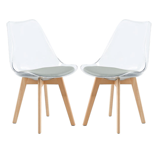 Lot de 2 chaises Scandinaves Transparentes pour Salle à Manger