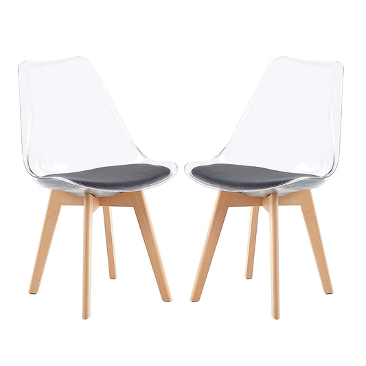 Lot de 2 chaises Scandinaves Transparentes pour Salle à Manger