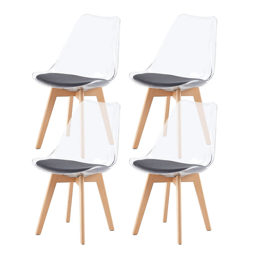 Lot de 4 chaises Scandinaves Transparentes pour Salle à Manger