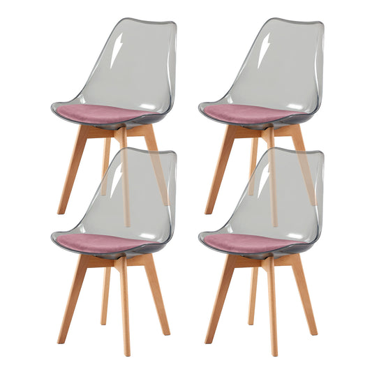 Lot de 4 chaises Scandinaves Transparentes pour Salle à Manger avec Coussin Rose