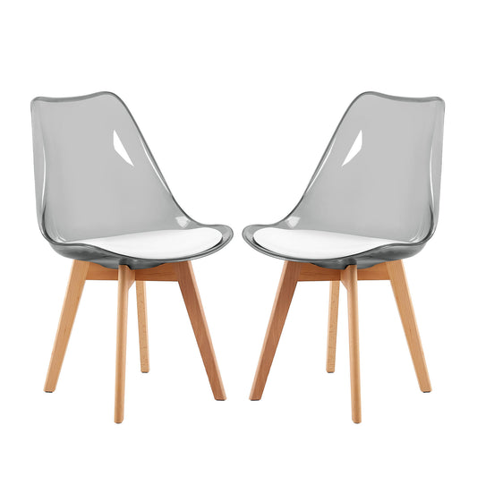 Lot de 2 Chaises Transparente Gris Scandinave pour Salle à Manger