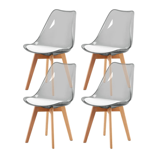 Ensemble de 4 chaises Scandinaves Transparentes Grises pour Salle à Manger