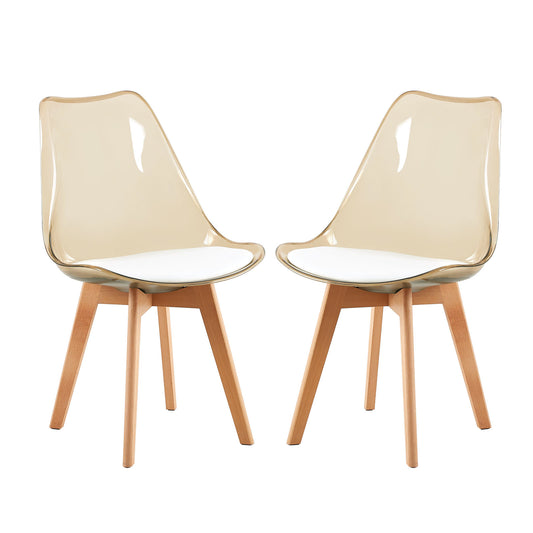 Lot de 2 chaises Scandinaves Transparentes pour Salle à Manger avec Coussin Blanc