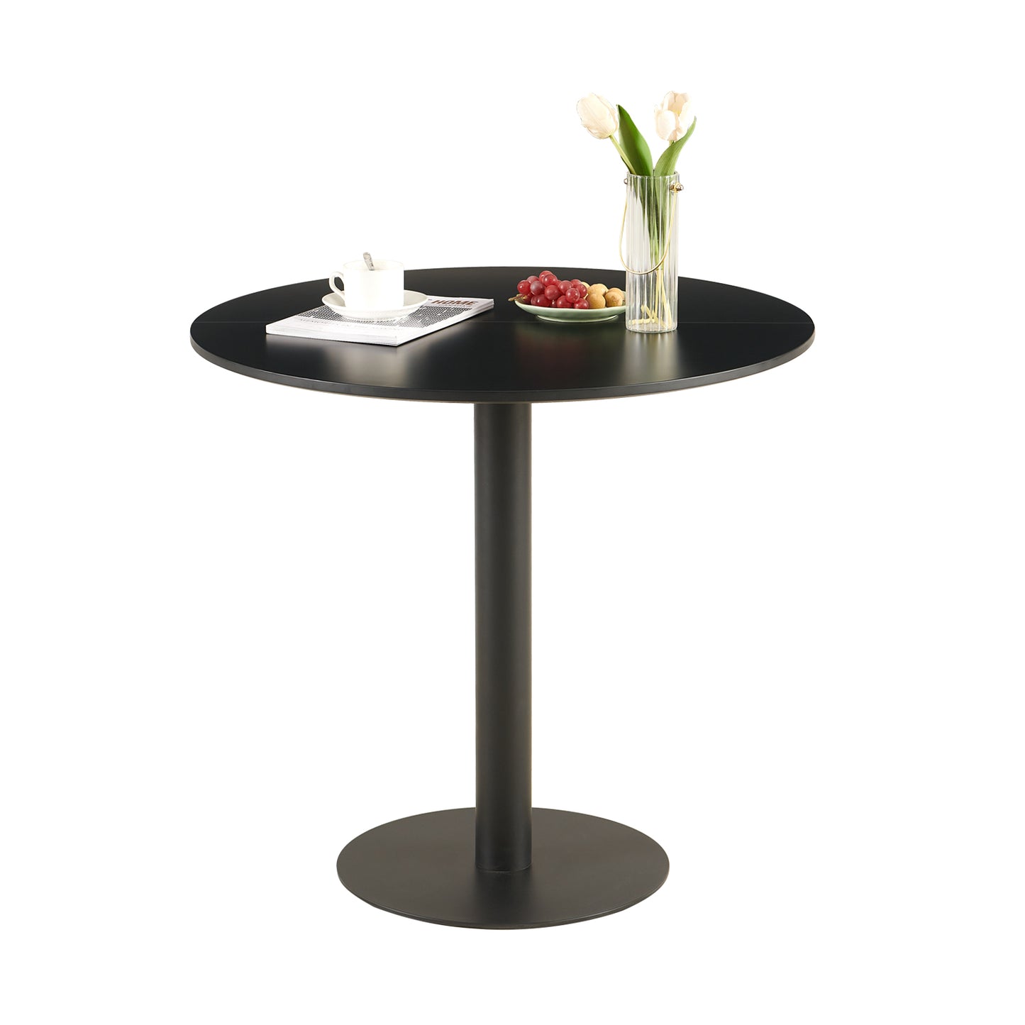 Mid Century Moderne Table à Manger Ronde Table Basse Petite Table à Manger pour la Cuisine, Salle à Manger Salon Chambre Bureau café Petite Table à Manger Minimaliste, Noir