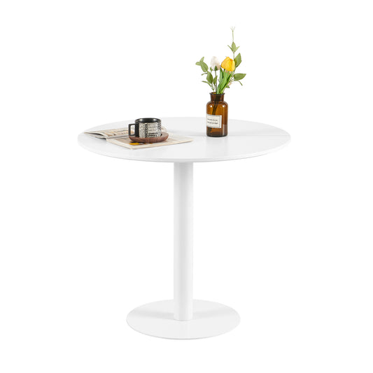 Table à Manger Ronde Moderne, Table Basse avec Plateau Marbré Blanc, Pour Cuisine, Salon, Café Simple avec Plateau marbré-Blanc