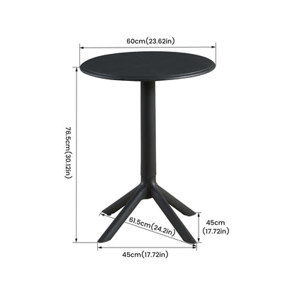 Table de Jardin Plastique, Table Ronde de Jardin en Plastique pour Extérieur, Balcon, Terrasse et Salon, Un Design Unique de Base, Stable, Durable et Facile à Nettoyer, Noir