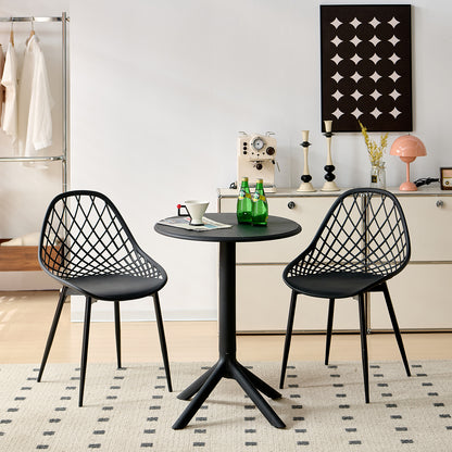 Table de Jardin Plastique, Table Ronde de Jardin en Plastique pour Extérieur, Balcon, Terrasse et Salon, Un Design Unique de Base, Stable, Durable et Facile à Nettoyer, Noir