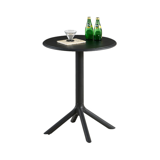 Table de Jardin Plastique, Table Ronde de Jardin en Plastique pour Extérieur, Balcon, Terrasse et Salon, Un Design Unique de Base, Stable, Durable et Facile à Nettoyer, Noir