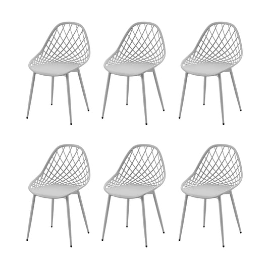 Lot de 6 chaises de salle à manger, en plastique, avec pieds en métal, pour cuisine, salon, jusqu'à 120 kg, gris