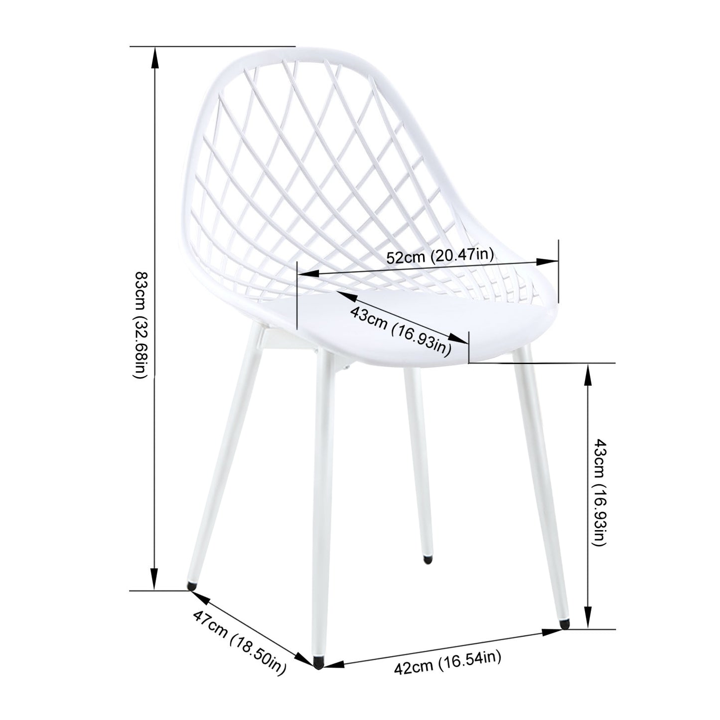 Lot de 6 Chaises Design Blanc Plastique Scandinave Chaise de Salle à manger