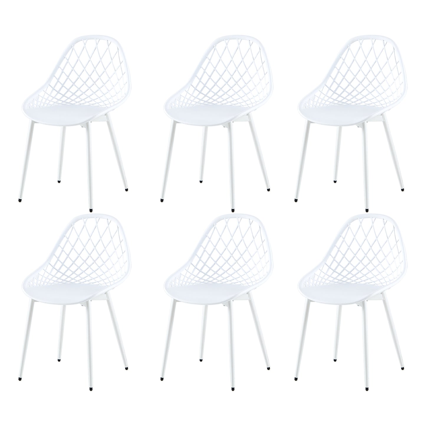 Lot de 6 Chaises Design Blanc Plastique Scandinave Chaise de Salle à manger
