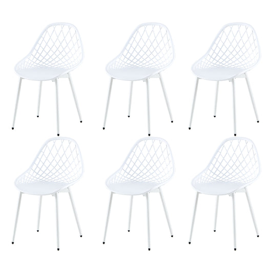 Lot de 6 Chaises Design Blanc Plastique Scandinave Chaise de Salle à manger