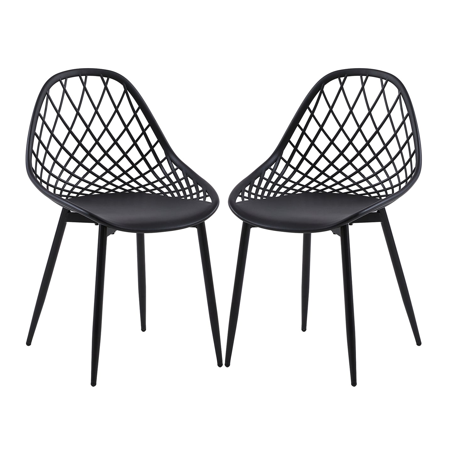 Lot de 2 Chaises Design Noir Plastique Scandinave Chaise de Salle à manger