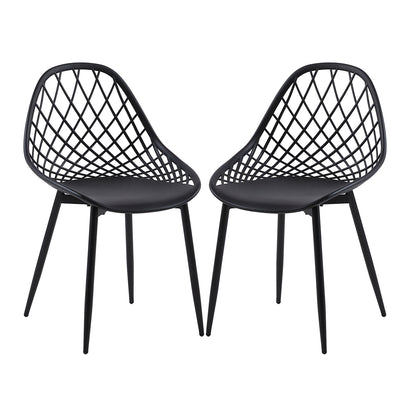 Lot de 2 Chaises Design Noir Plastique Scandinave Chaise de Salle à manger