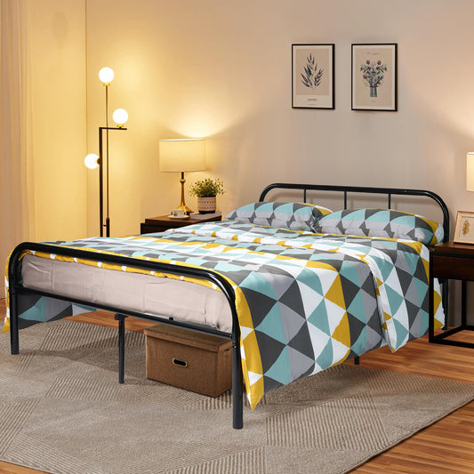 Lit Double en métal Design Cadre de lit 140x190cm-Noir