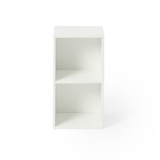 Bibliothèque Cube à 2 étages, Bibliotheque Meuble de Rangement 2 Cases pour Bureau Salon Chambre, 29 x 24 x 54cm--Blanc