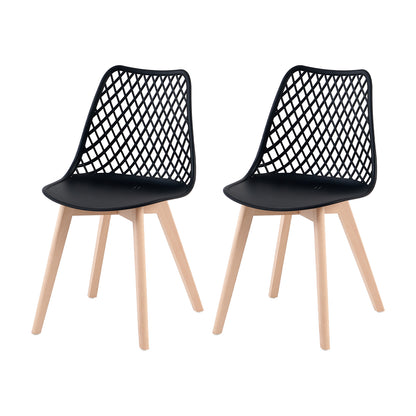Lot de 2 Chaises Design Plastique Scandinave Chaise de Salle à manger - Noir