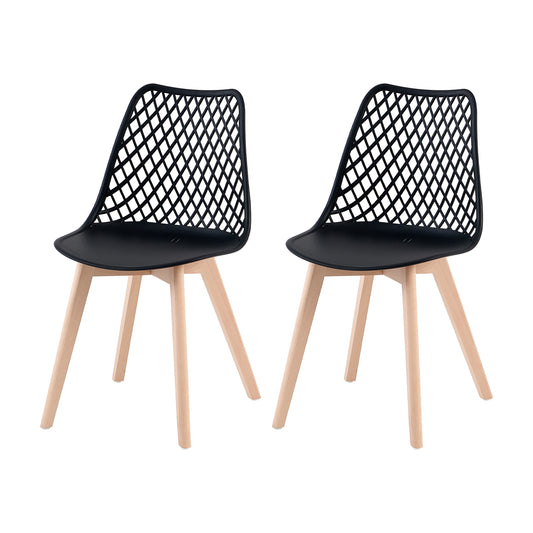 Lot de 2 Chaises Design Plastique Scandinave Chaise de Salle à manger - Noir