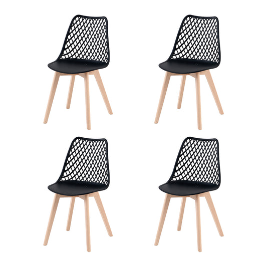 Lot de 4 Chaises Design Plastique Scandinave Chaise de Salle à manger,style moderne et épuré - Noir