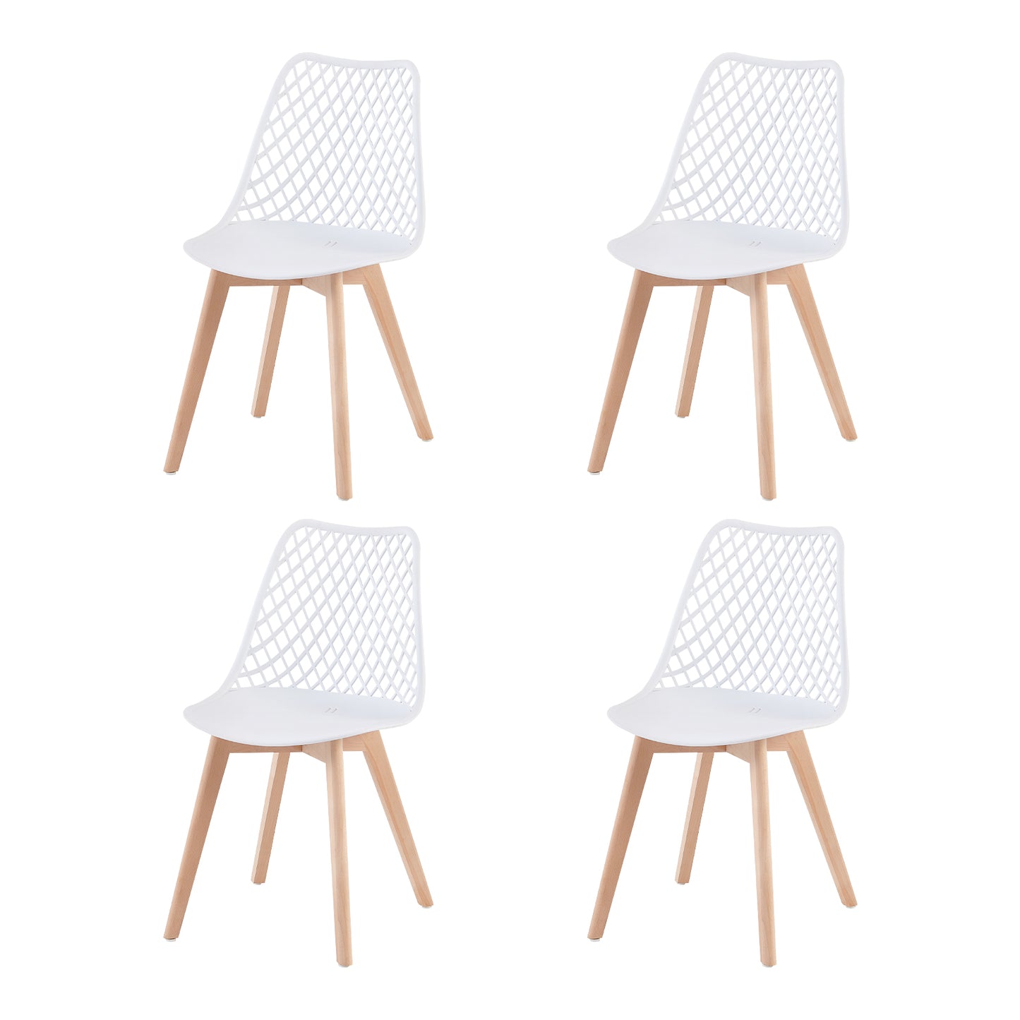Lot de 4 Chaises Design Plastique Scandinave Chaise de Salle à manger - Blanc