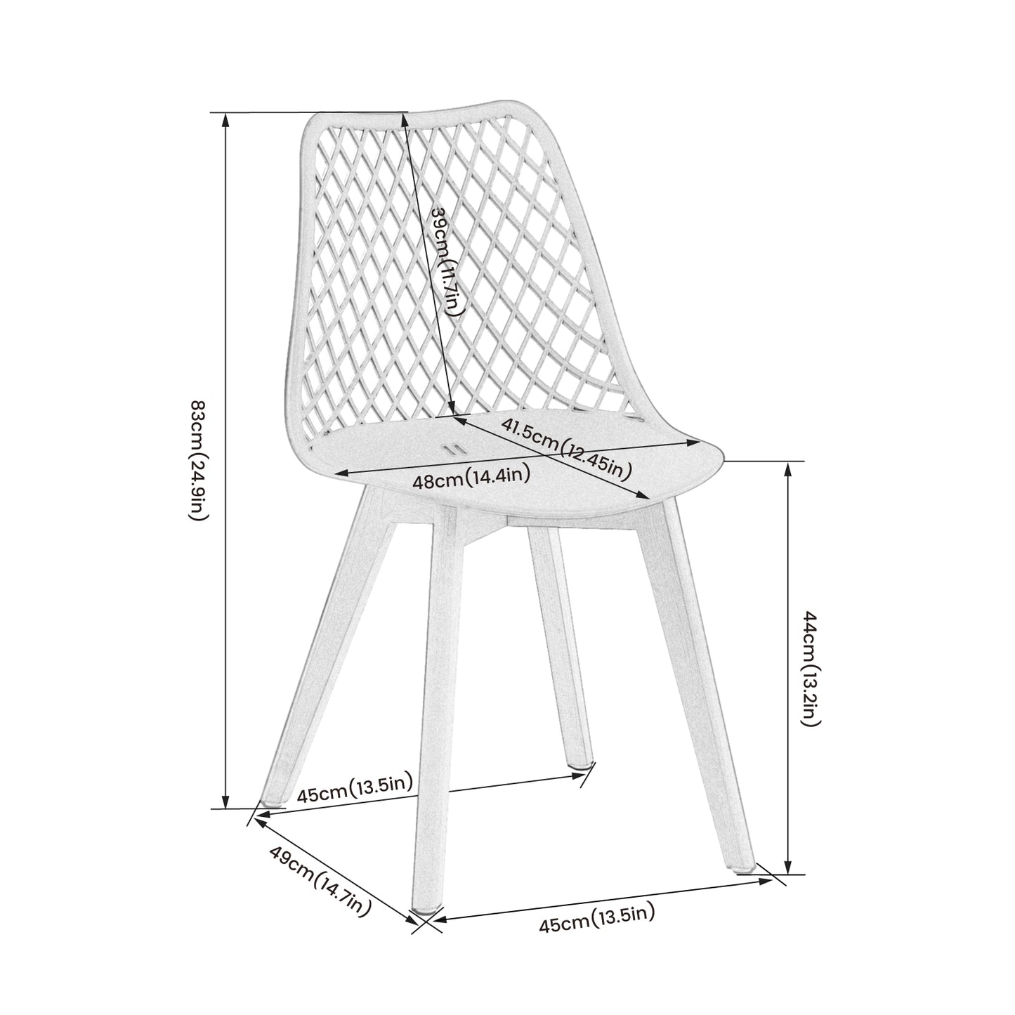Lot de 4 Chaises Design Plastique Scandinave Chaise de Salle à manger - Blanc