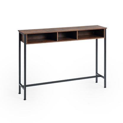 Table D'appoint, Petit Meuble de Rangement Table de Rangement de Style Industriel avec 3 Tiroirs, 110 x 25 x 81cm--Marron