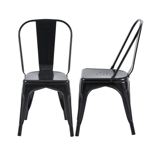 Lot de 2 Chaises en Fer de Style Industriel en Noir