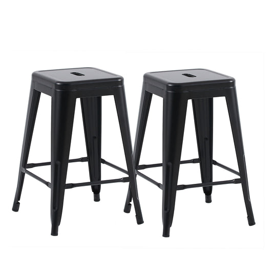 Lot de 2 Tabourets Chaises de Style Industriel en Noir