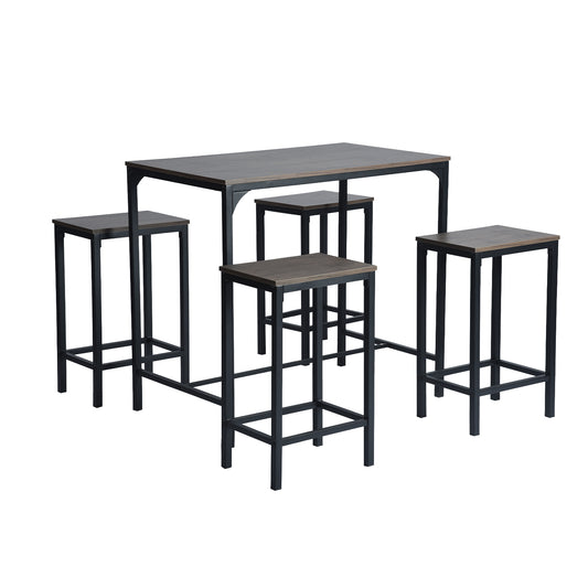 Ensemble de 4 pièces Chaises De Bar Vintage En MDF Et Tube En Fer Noir