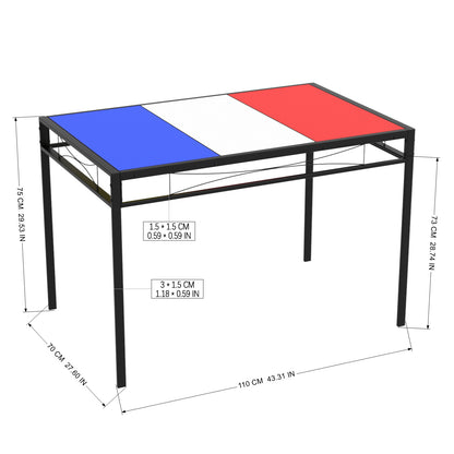 Table à Manger Rectangulaire de Style Industriel avec Conception de Drapeau - 110 x 70 x 75 cm