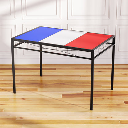 Table à Manger Rectangulaire de Style Industriel avec Conception de Drapeau - 110 x 70 x 75 cm