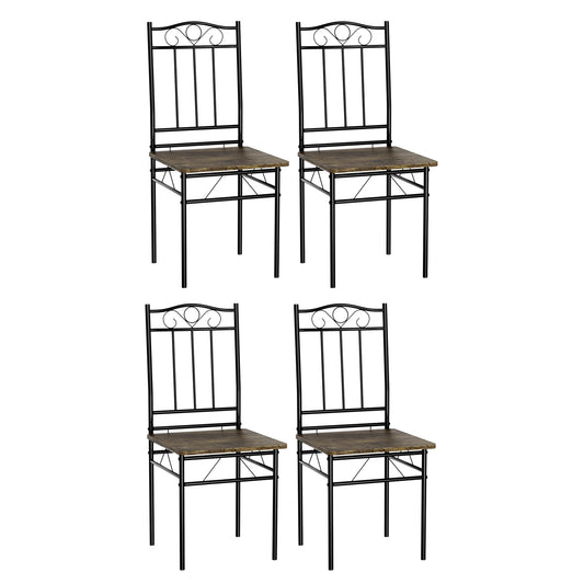 Lot de 4 chaises pieds en fer nior de style industriel, adaptées pour cuisine, salle à manger, salon, 40x40x90 cm