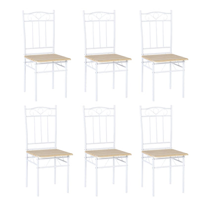 Lot de 6 chaises en hêtre clair avec pieds en fer blanc de style industriel, adaptées pour cuisine, salle à manger, salon