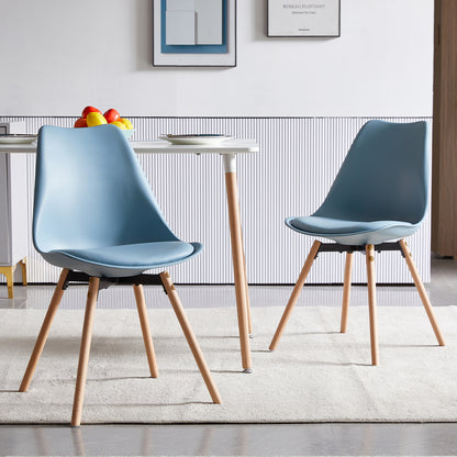 Lot de 6 chaises de Salle à Manger, rembourrées, pour Cuisine, Assise, Dossier, Salon, Salle de conférence, en Bois Massif, Bleu Clair