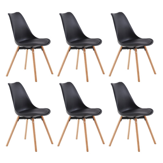 Lot de 6 Chaises Scandinaves pour Salle à Manger - Noir