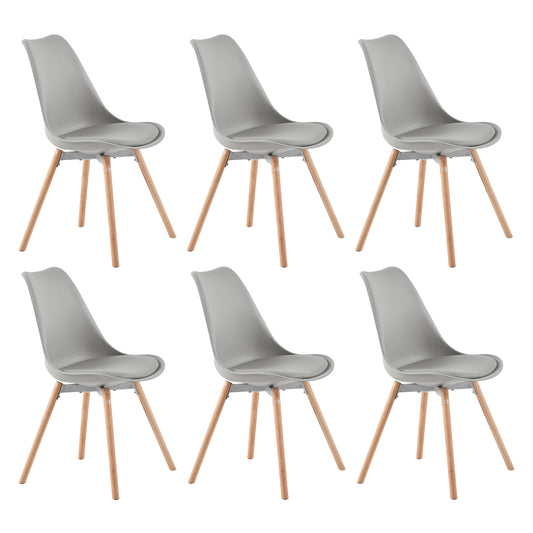 Lot de 6 Chaises Scandinaves pour Salle à Manger - Gris