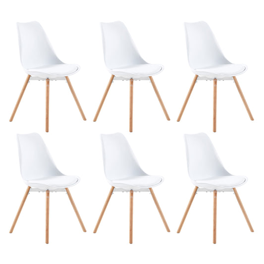 Lot de 6 Chaises Scandinaves pour Salle à Manger - Blanc