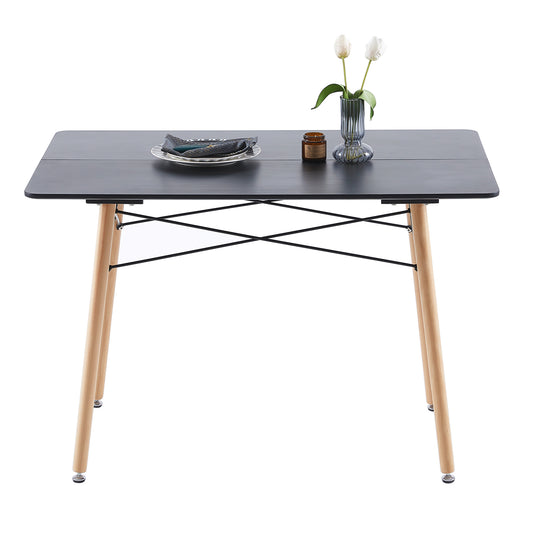 Table à Manger Rectangulaire de Style Scandinave Mat Noir pour 4 à 6 Personnes - 110 x 70 x 73 cm