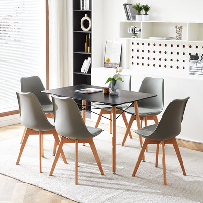 Ensemble de Table et Chaises - Table Noire et 4 Chaises Grises au Design Scandinave