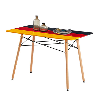 Table à Manger Rectangulaire de Style Scandinave Mat pour 4 à 6 Personnes - 110 x 70 x 73 cm - Bureau avec Drapeau de l'Allemagne