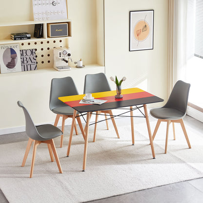 Table à Manger Rectangulaire de Style Scandinave Mat pour 4 à 6 Personnes - 110 x 70 x 73 cm - Bureau avec Drapeau de l'Allemagne