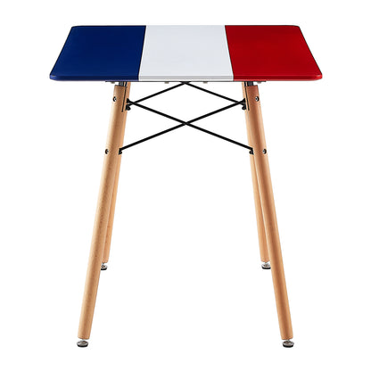 Table à Manger Rectangulaire de Style Scandinave Mat pour 4 à 6 Personnes - 110 x 70 x 73 cm - Bureau avec Drapeau Français