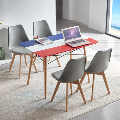 Table à Manger Rectangulaire de Style Scandinave Mat pour 4 à 6 Personnes - 110 x 70 x 73 cm - Bureau avec Drapeau Français