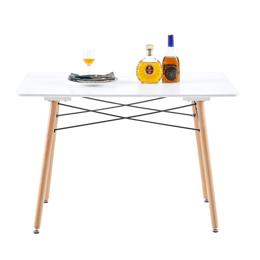 Table a manger rectangulaire en bois salle a manger scandinave table en bois a quatre pieds 110*70*73cm -blanc