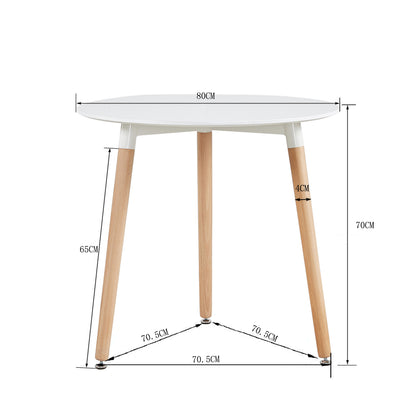 Table à Manger Ronde Scandinave en Bois de Hêtre Massif laqué - 80 x 70 cm - Blanche