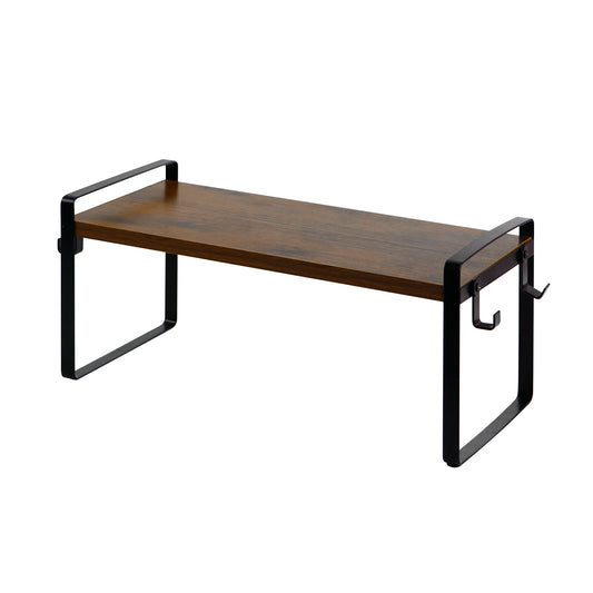 Étagère de rangement à un seul niveau avec 4 crochets en fer, étagère compacte et durable, 50 x 20 x 18 cm - Marron